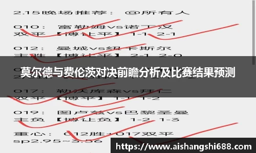 莫尔德与费伦茨对决前瞻分析及比赛结果预测